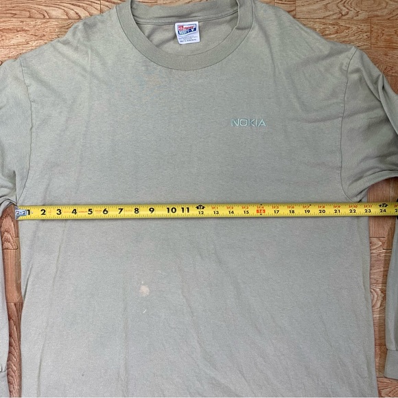 Vintage Nokia Shirt Men’s XL Long Sleeve Embroidered Hanes Beefy-T 90s Promo Tee - Picture 9 of 10